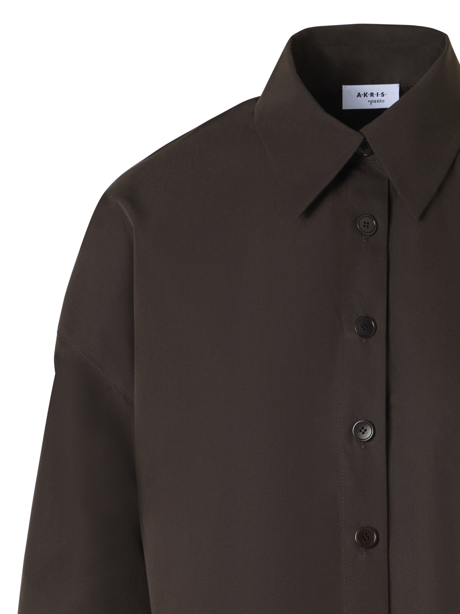 Designer Long-Sleeve Cotton Shirt Blouse - brown