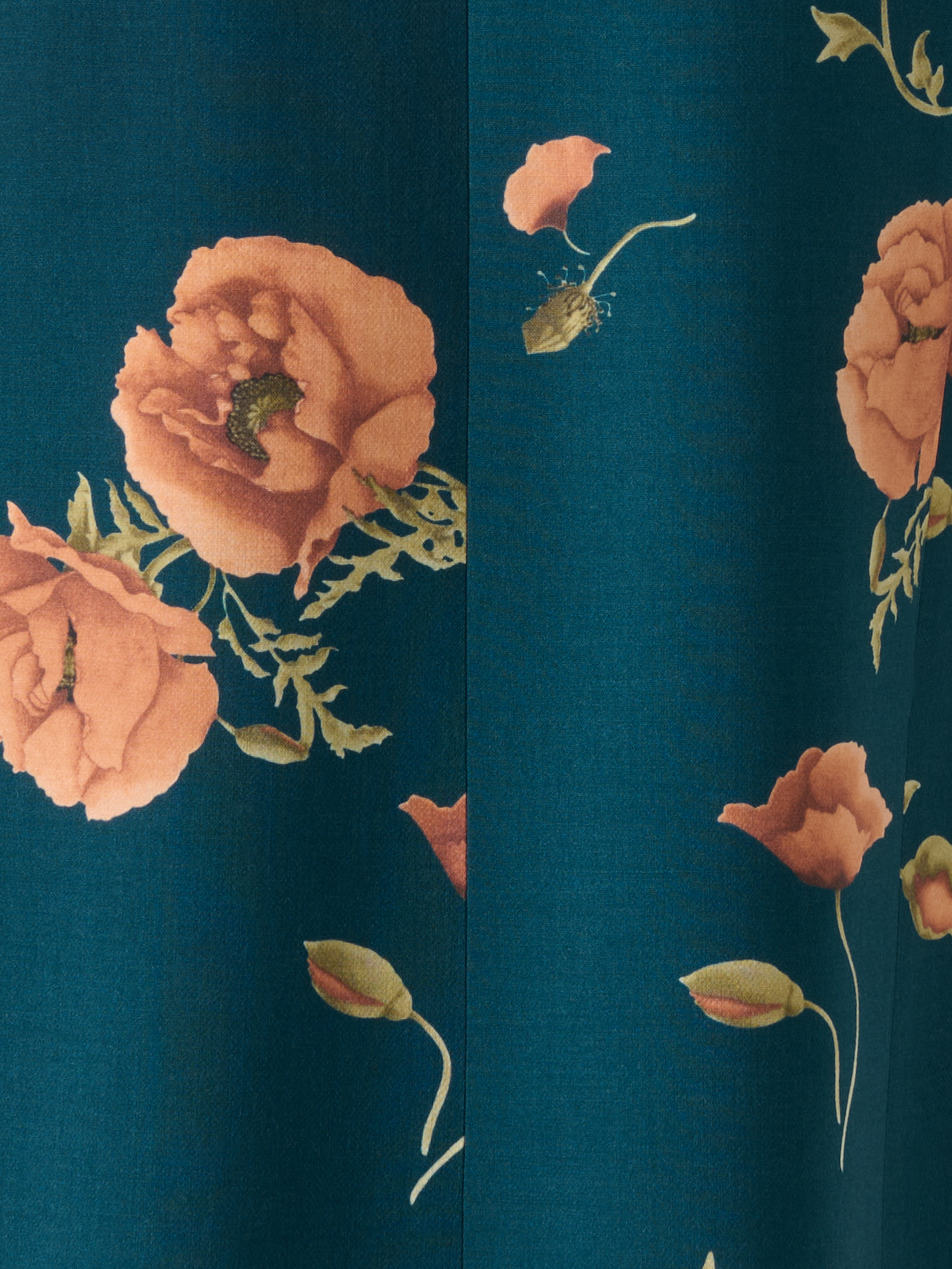 Designer Sheath Dress in Wool Double-Face Anemone Print - green - multicolor