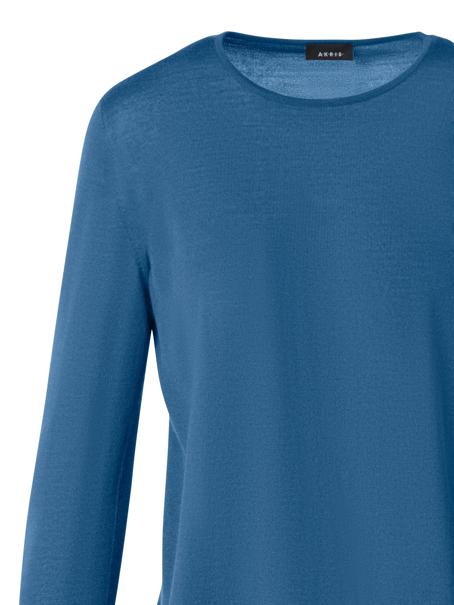 Designer Seamless Crew Neck Sweater in Cashmere Silk - blue