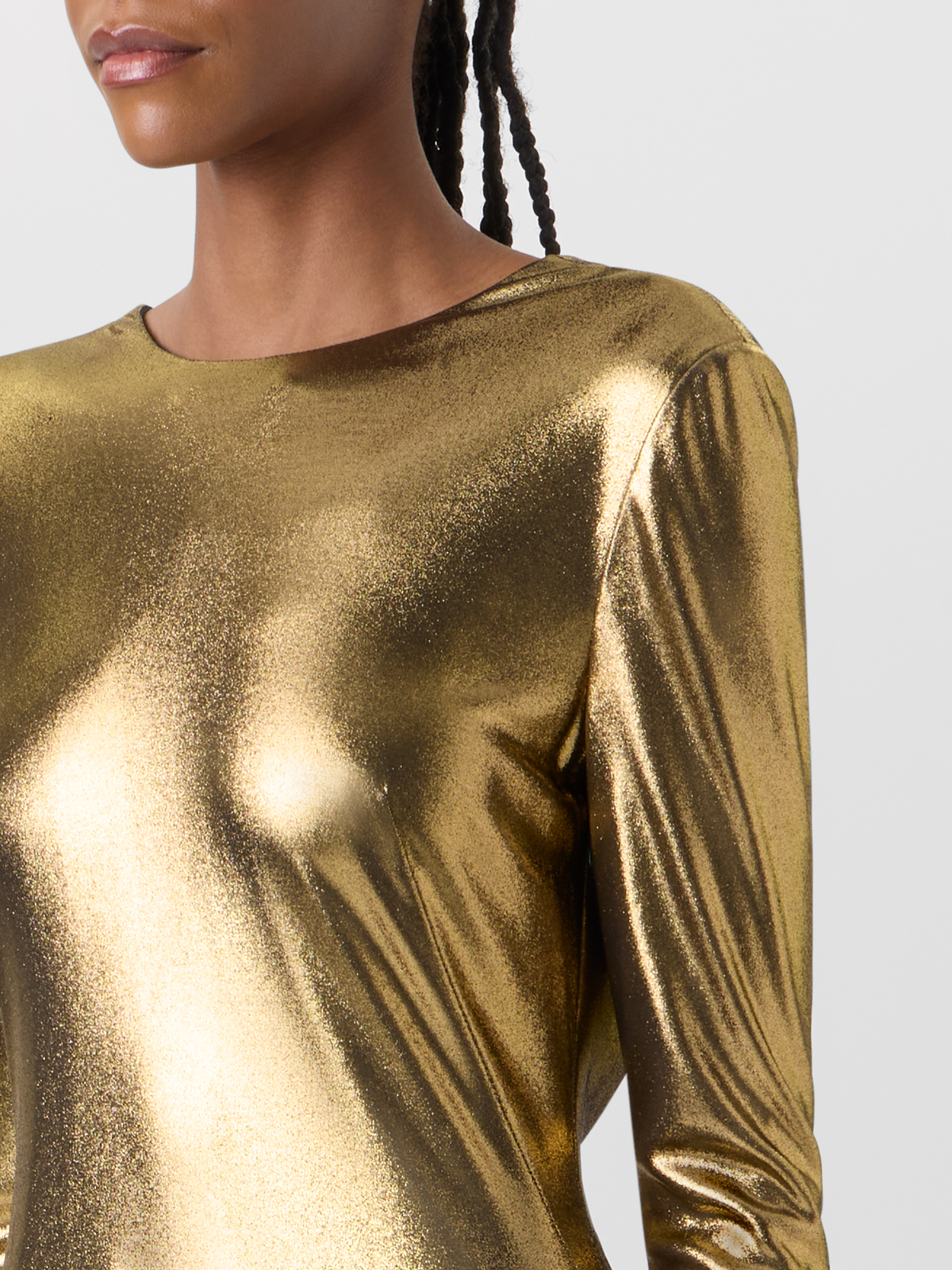 Designer Lamé Jersey Gown with Open Back and Knot Detail - gold #editorial