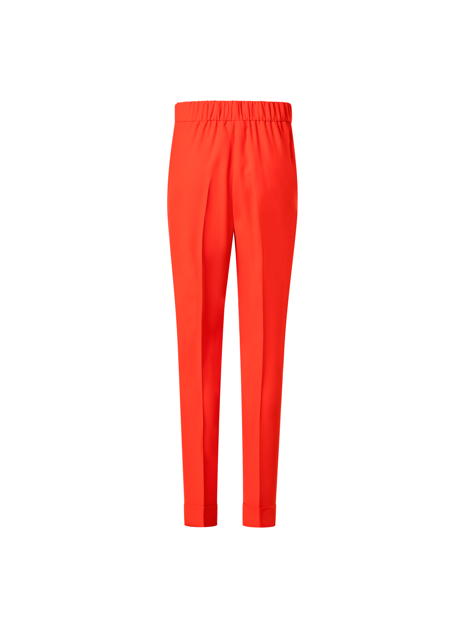 Designer Tapered Crêpe Pants with Elastic Back - red