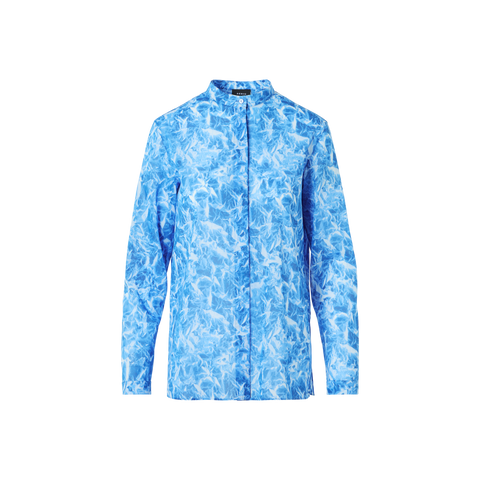 Whitecaps Print Cotton Voile Tunic Blouse