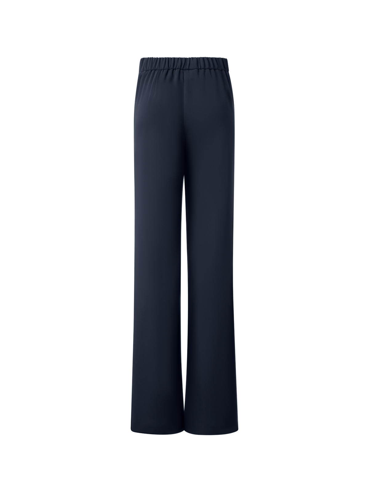 Designer Straight Laser Cut Pants with Elastic Waist - navy - blue