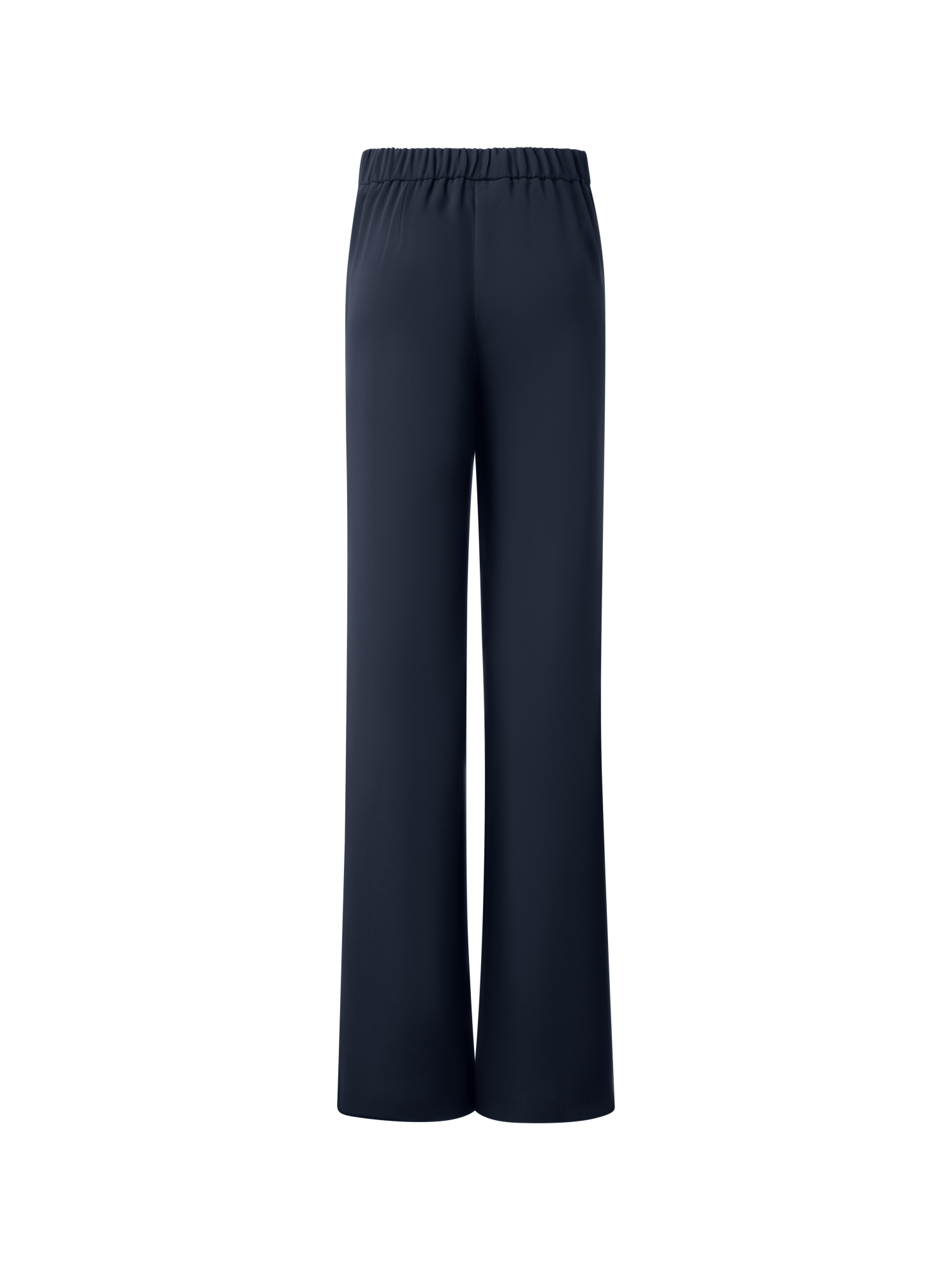 Designer Straight Laser Cut Pants with Elastic Waist - navy - blue