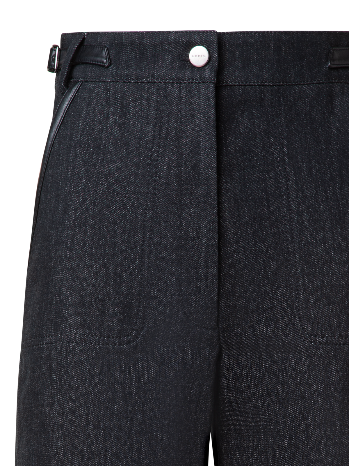 Designer Cotton Denim Stretch Long Bermuda Shorts - black