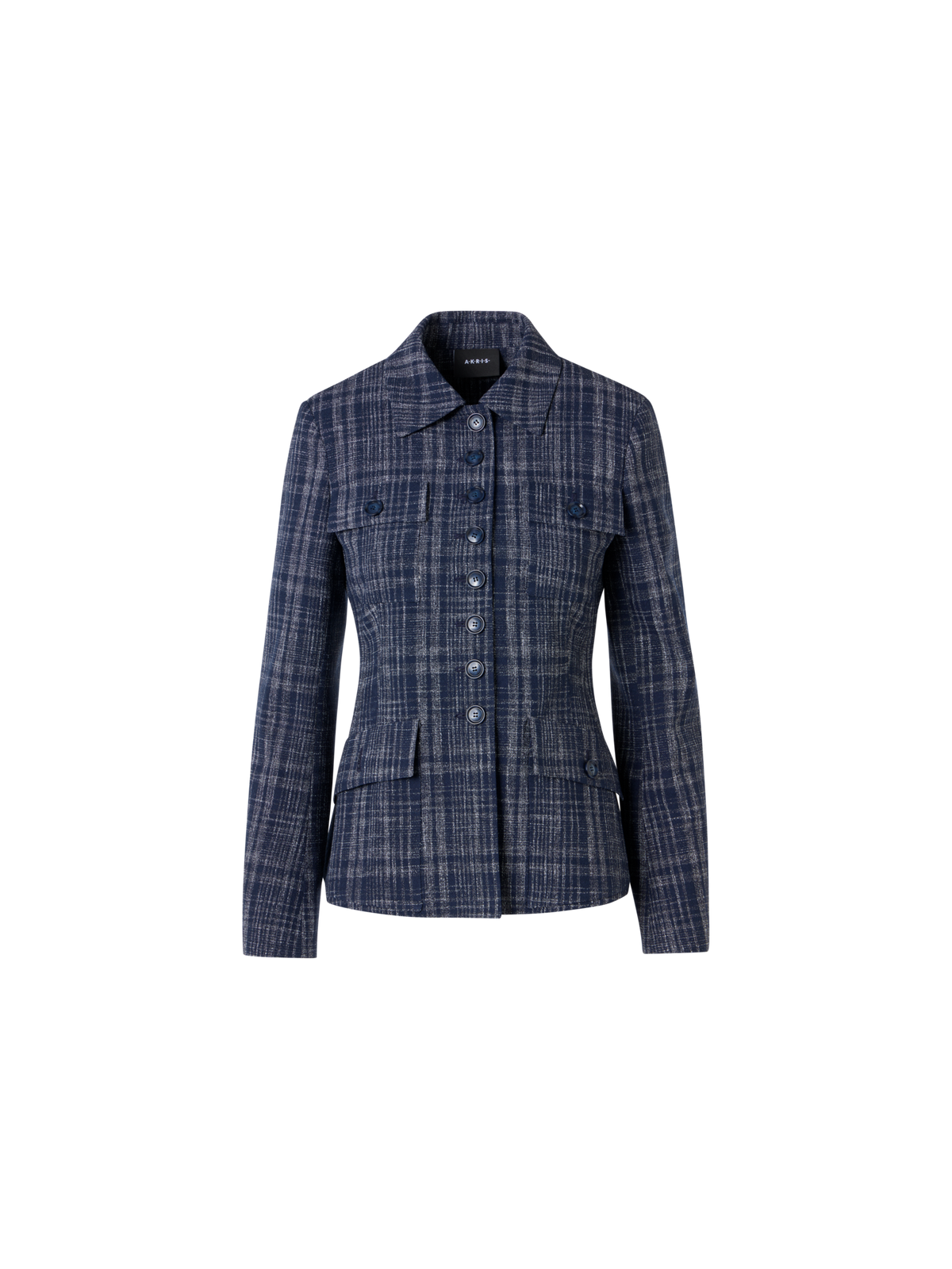 Designer Delia Jacket in Wool-Viscose Tweed - blue