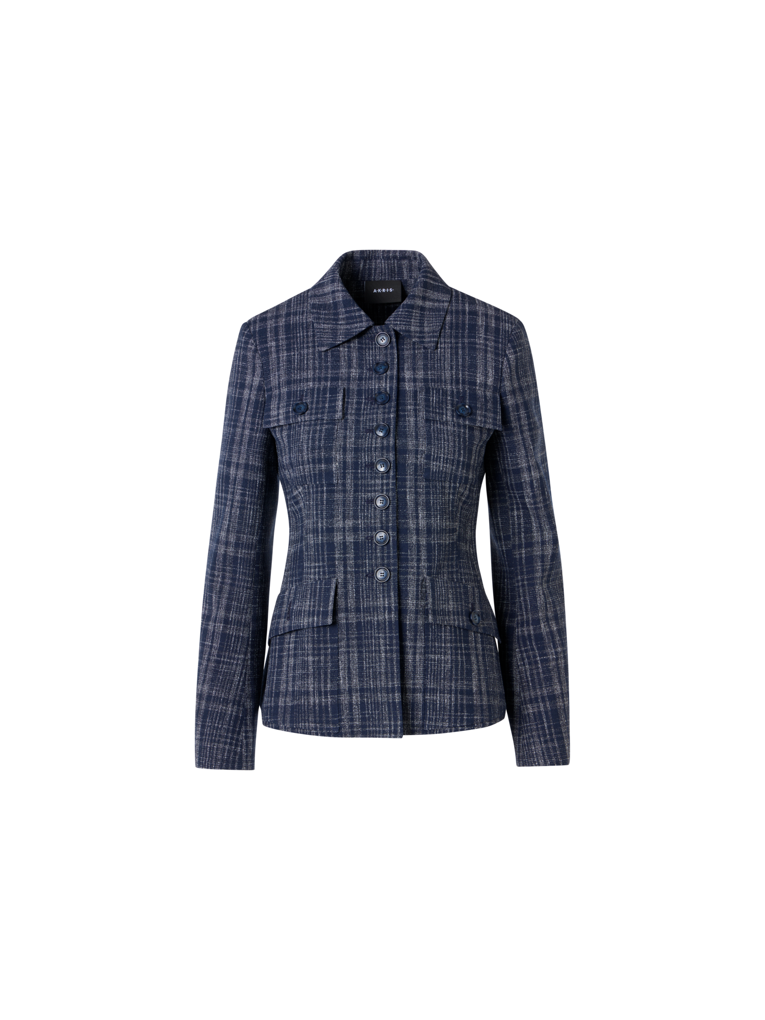 Designer Delia Jacket in Wool-Viscose Tweed - blue