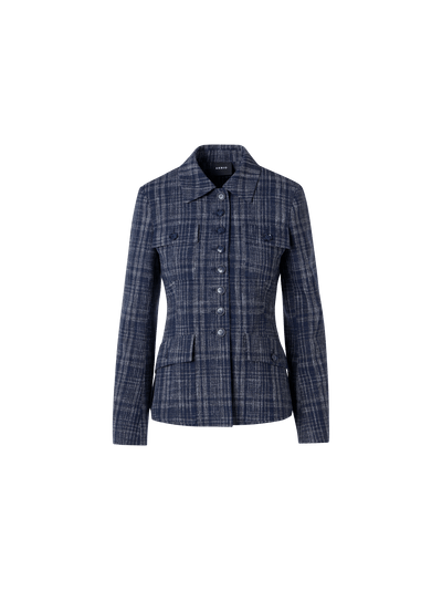 Designer Delia Jacket in Wool-Viscose Tweed - blue