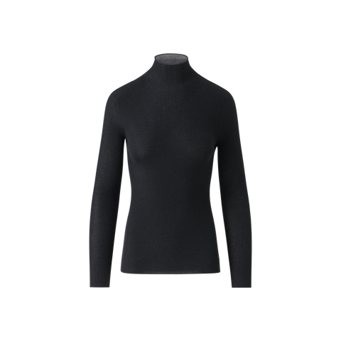 Cashmere Silk Fine Rib Mockneck