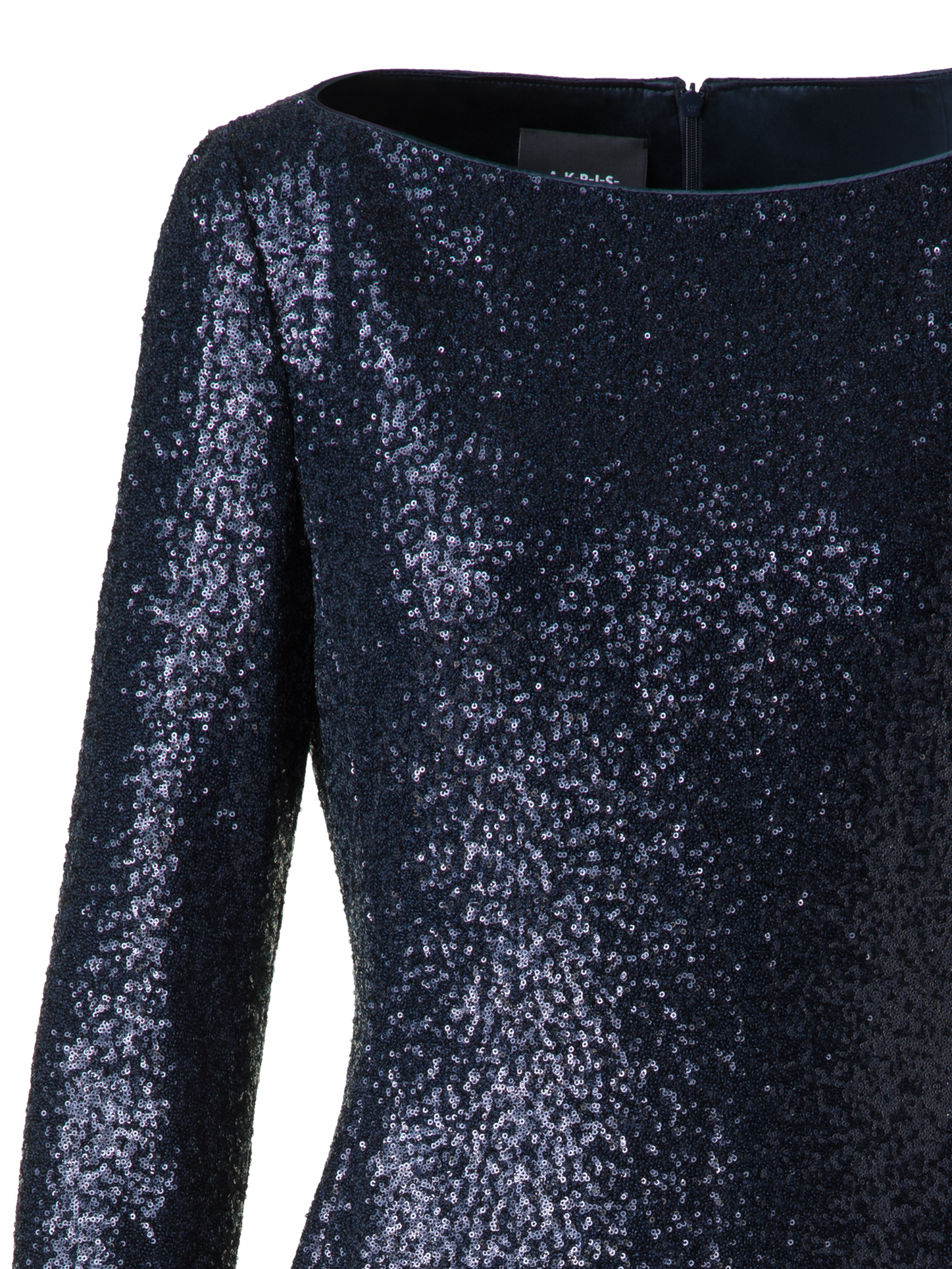 Designer Sequined Sheath Dress in A-Line - navy - blue