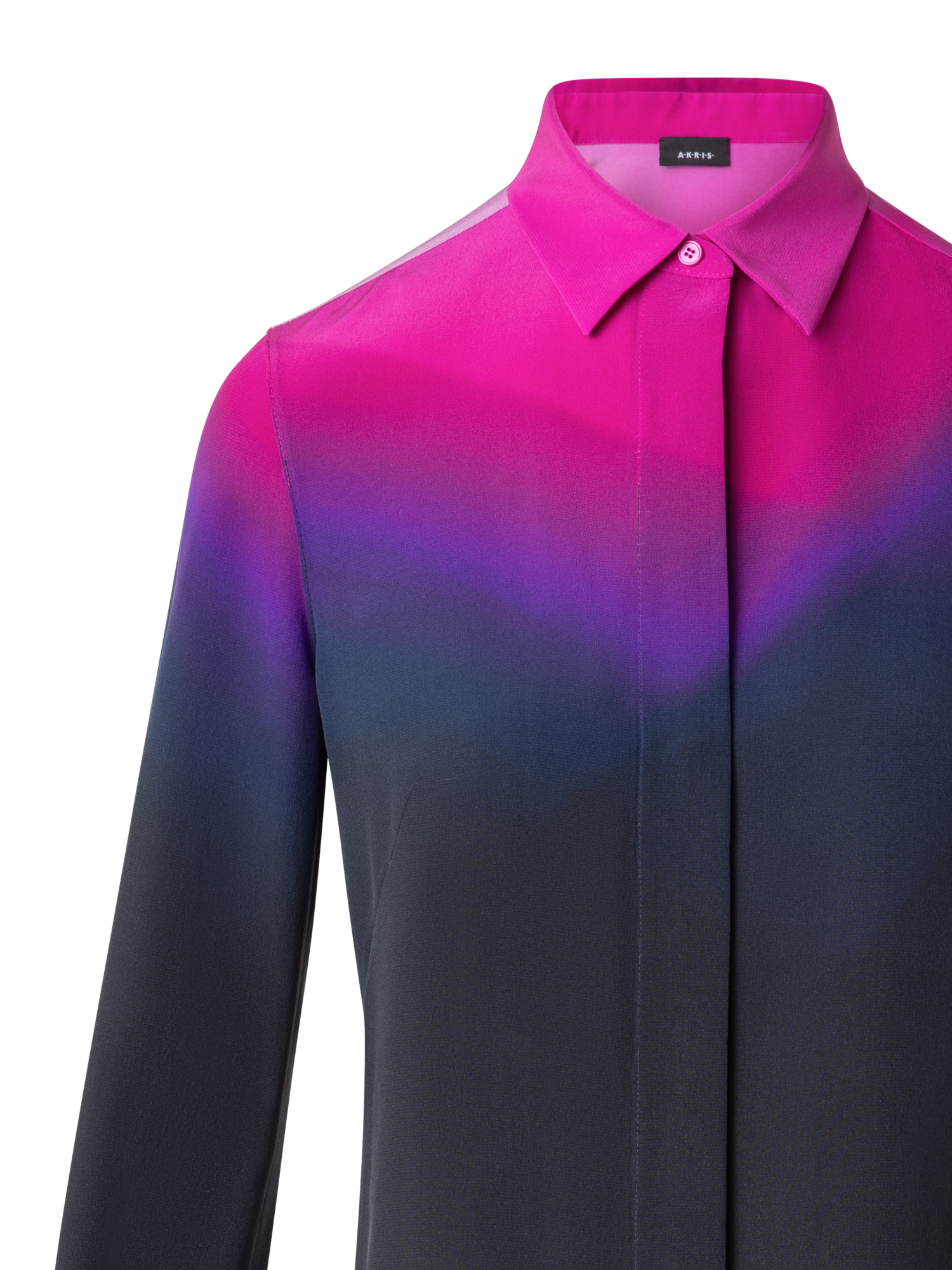 Designer Silk Crêpe Blouse with Alta Magenta Print - purple - multicolor - pink