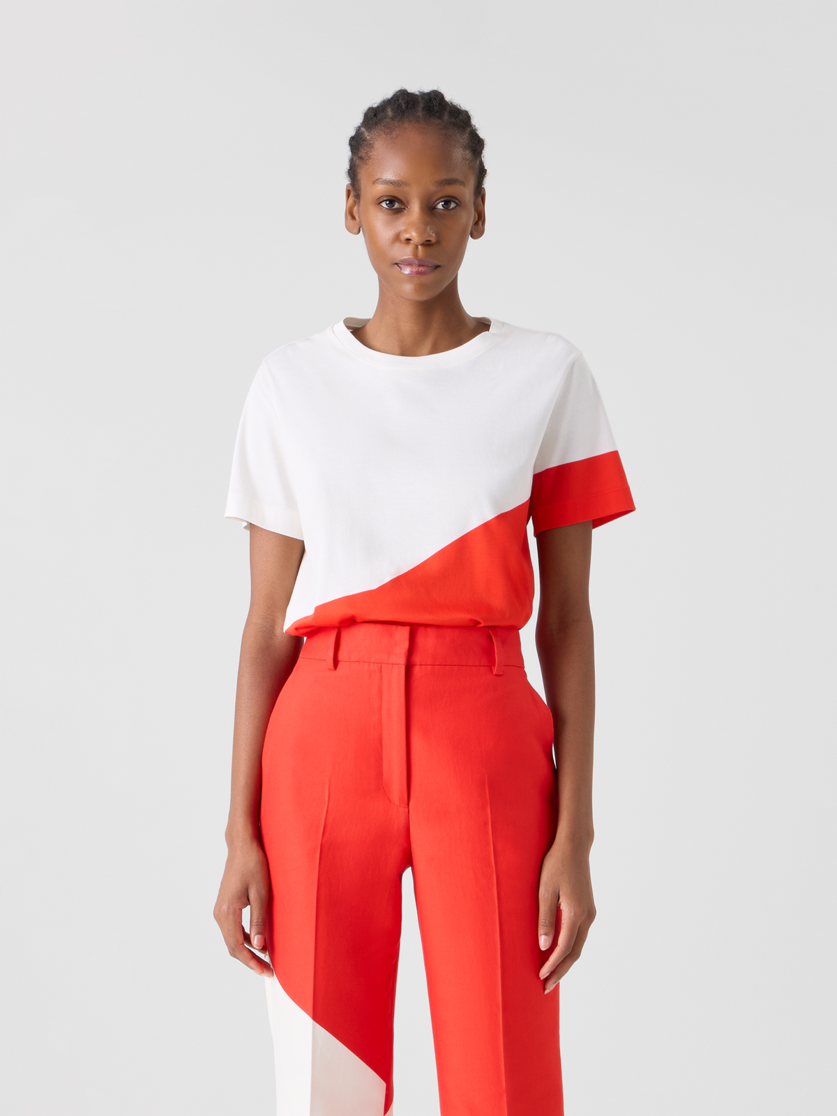 Designer Relaxed Cotton T-Shirt with Polygon Print - multicolor #editorial