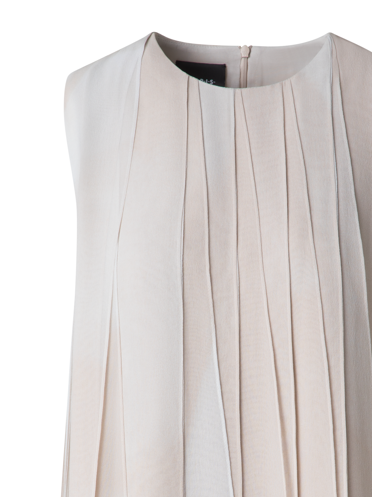 Designer Silk Ribbon Mini Dress with Chiaroscuro Print - neutral - pastel - beige