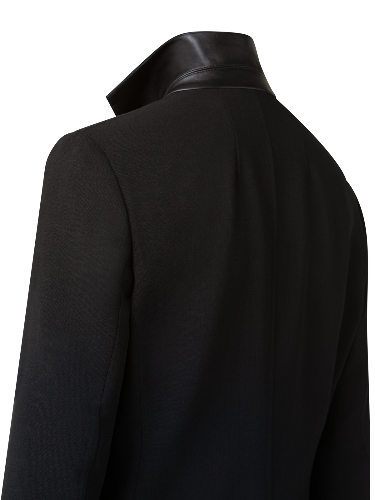 Designer Double-Face Blazer with Leather-Lined Collar - black