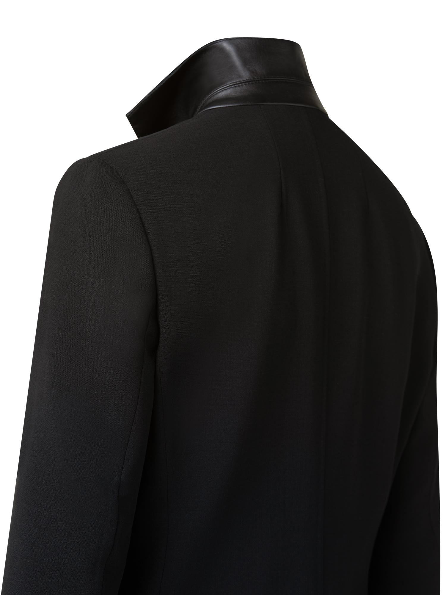 Designer Double-Face Blazer with Leather-Lined Collar - black