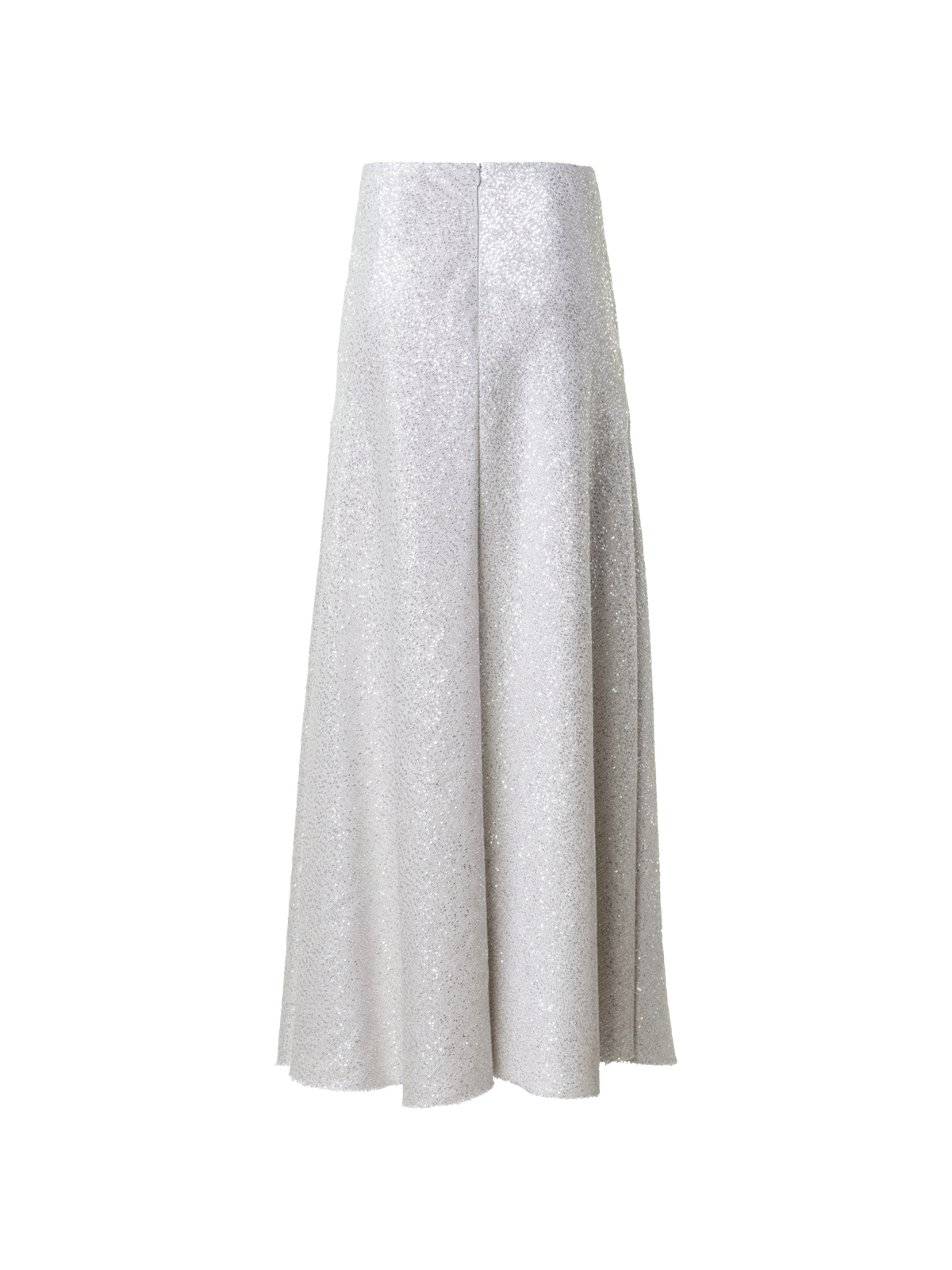 Designer Long Linen Blend Skirt with Sequins - grey