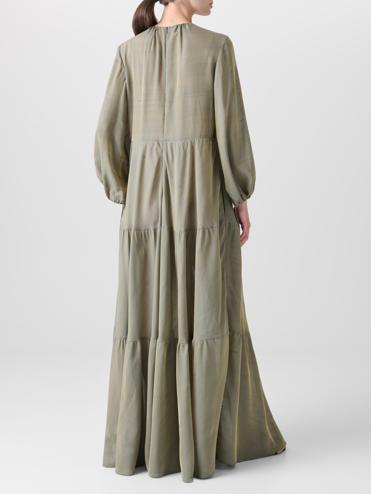 Designer Boho Midi Dress - neutral - green #editorial