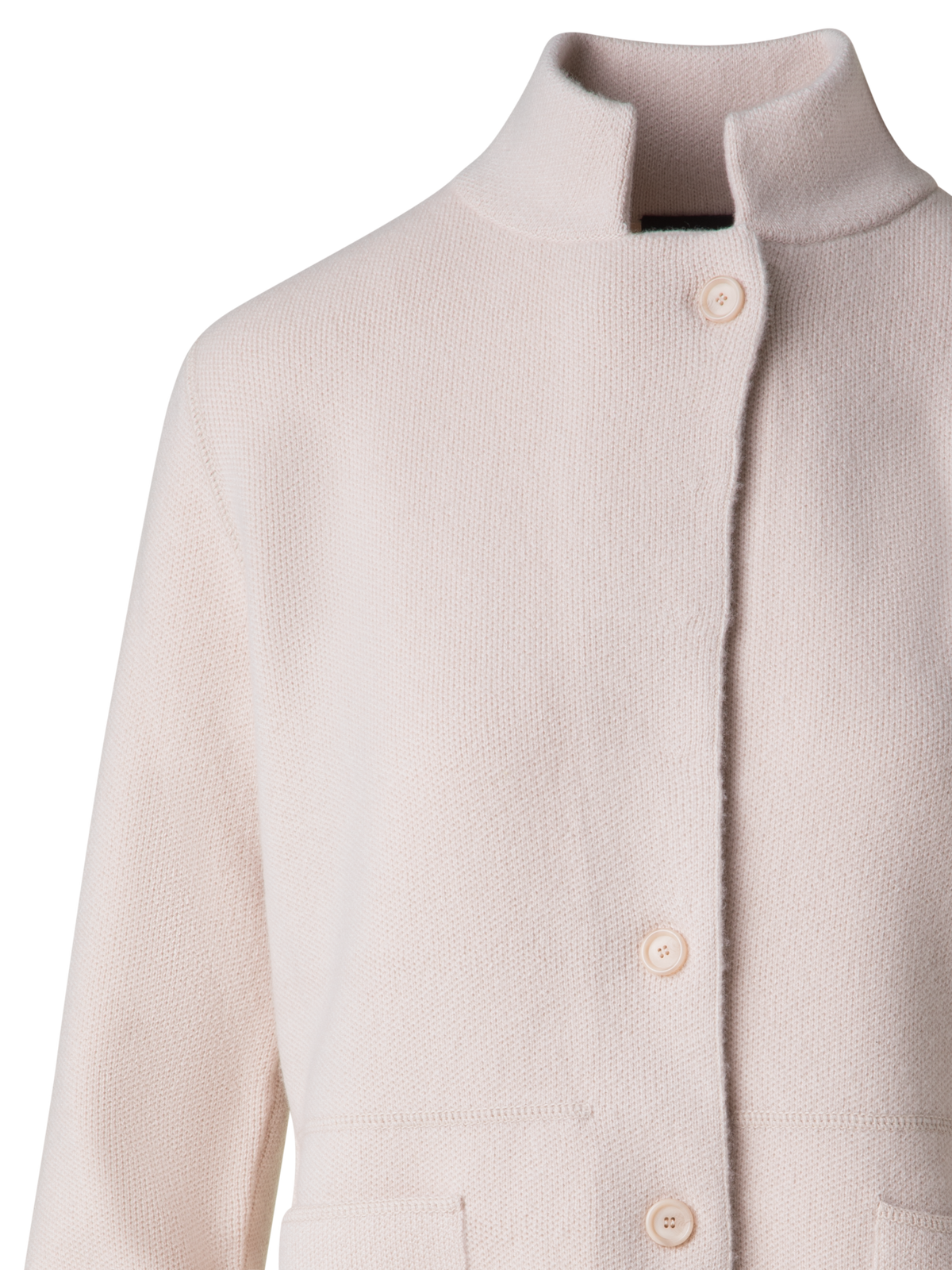 Designer Stand Up Collar Cardigan in Cashmere - neutral - pastel - beige