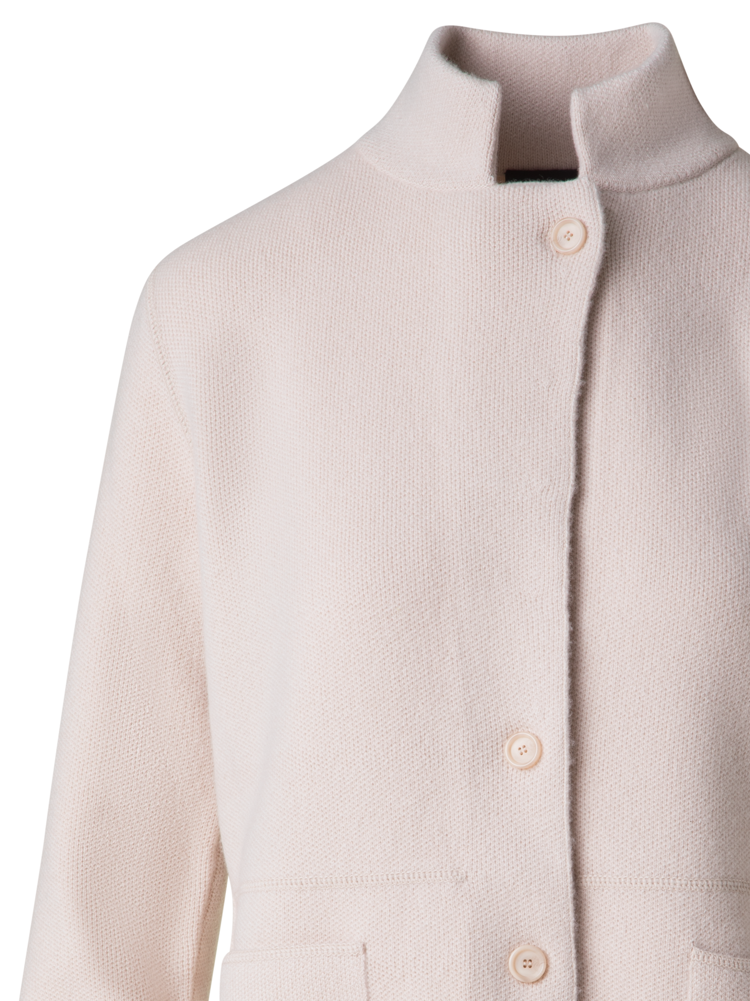 Designer Stand Up Collar Cardigan in Cashmere - neutral - pastel - beige