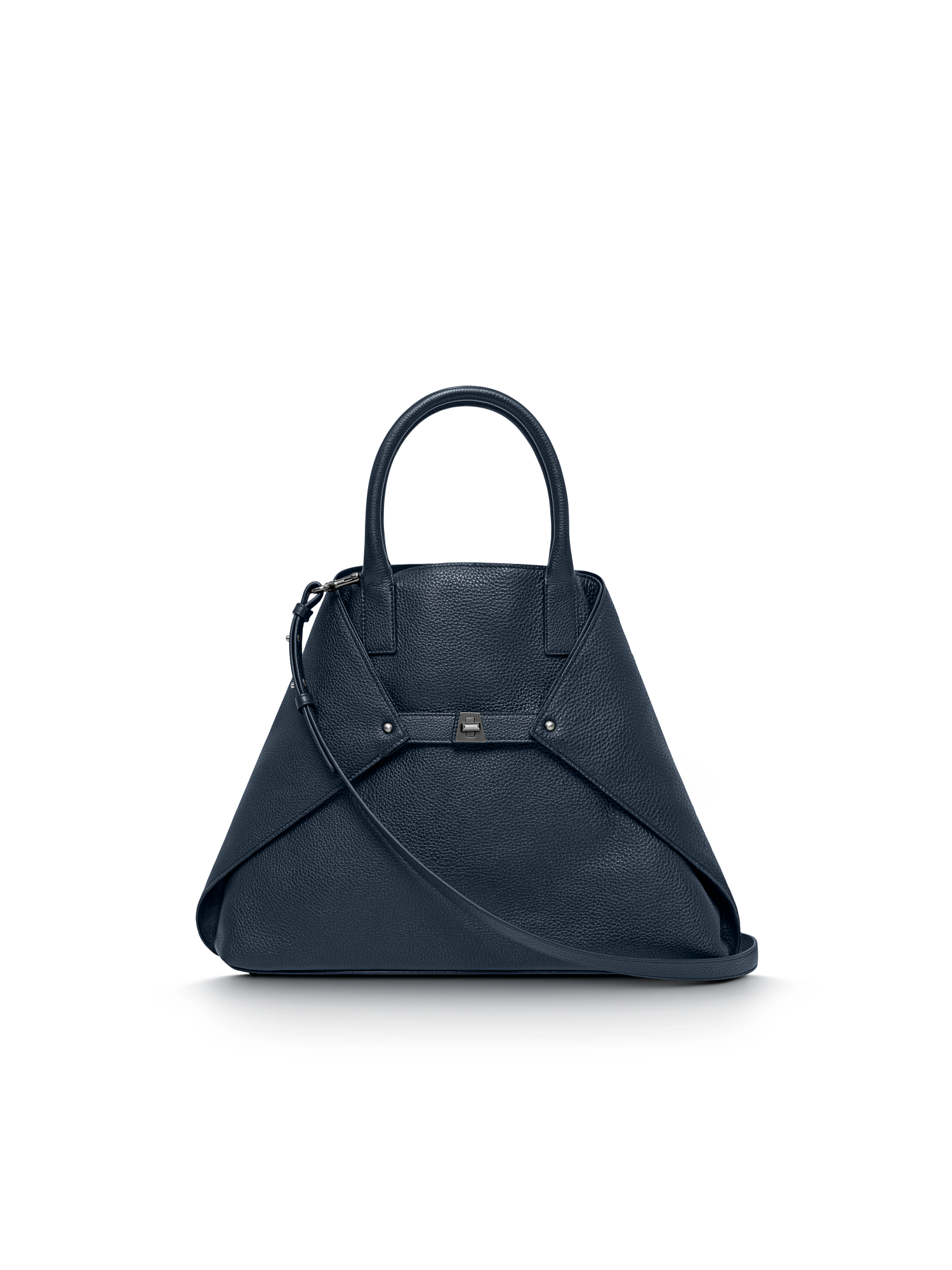 Designer Ai Medium Top Handle Tote - navy - blue
