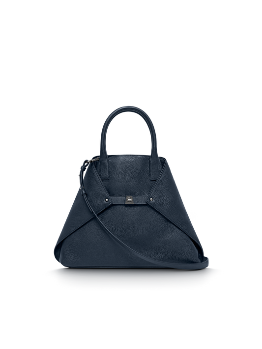 Designer Ai Medium Top Handle Tote - navy - blue