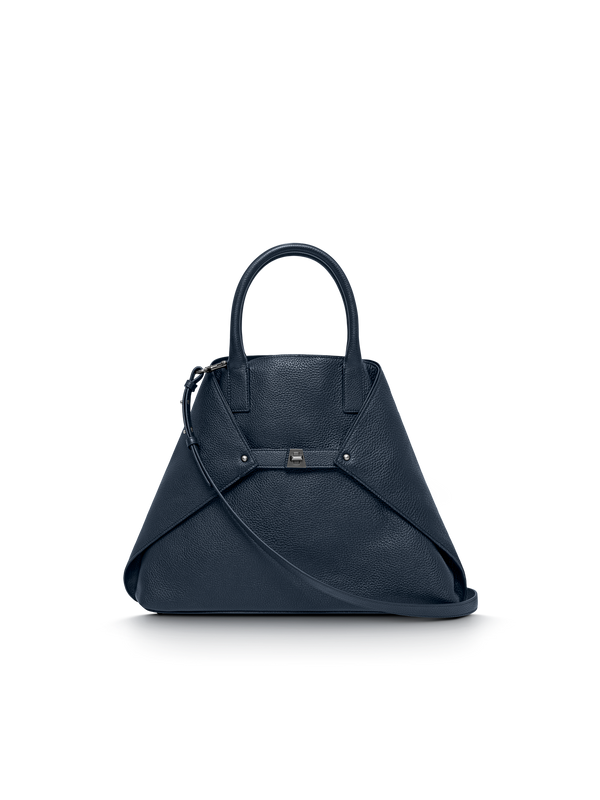 Designer Ai Medium Top Handle Tote - navy - blue