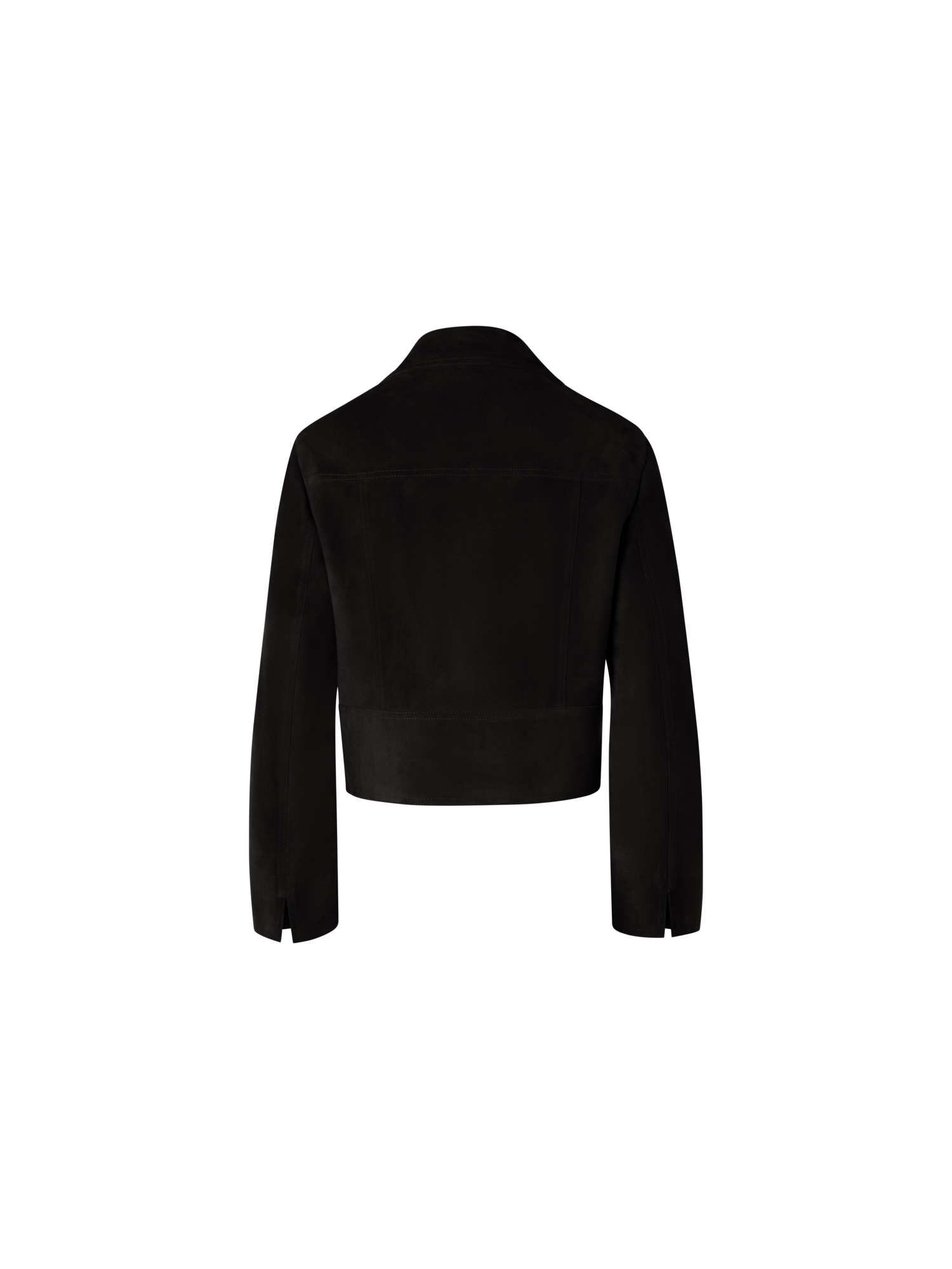 Designer Bracelet-Sleeve Suede Leather Short Jacket - black