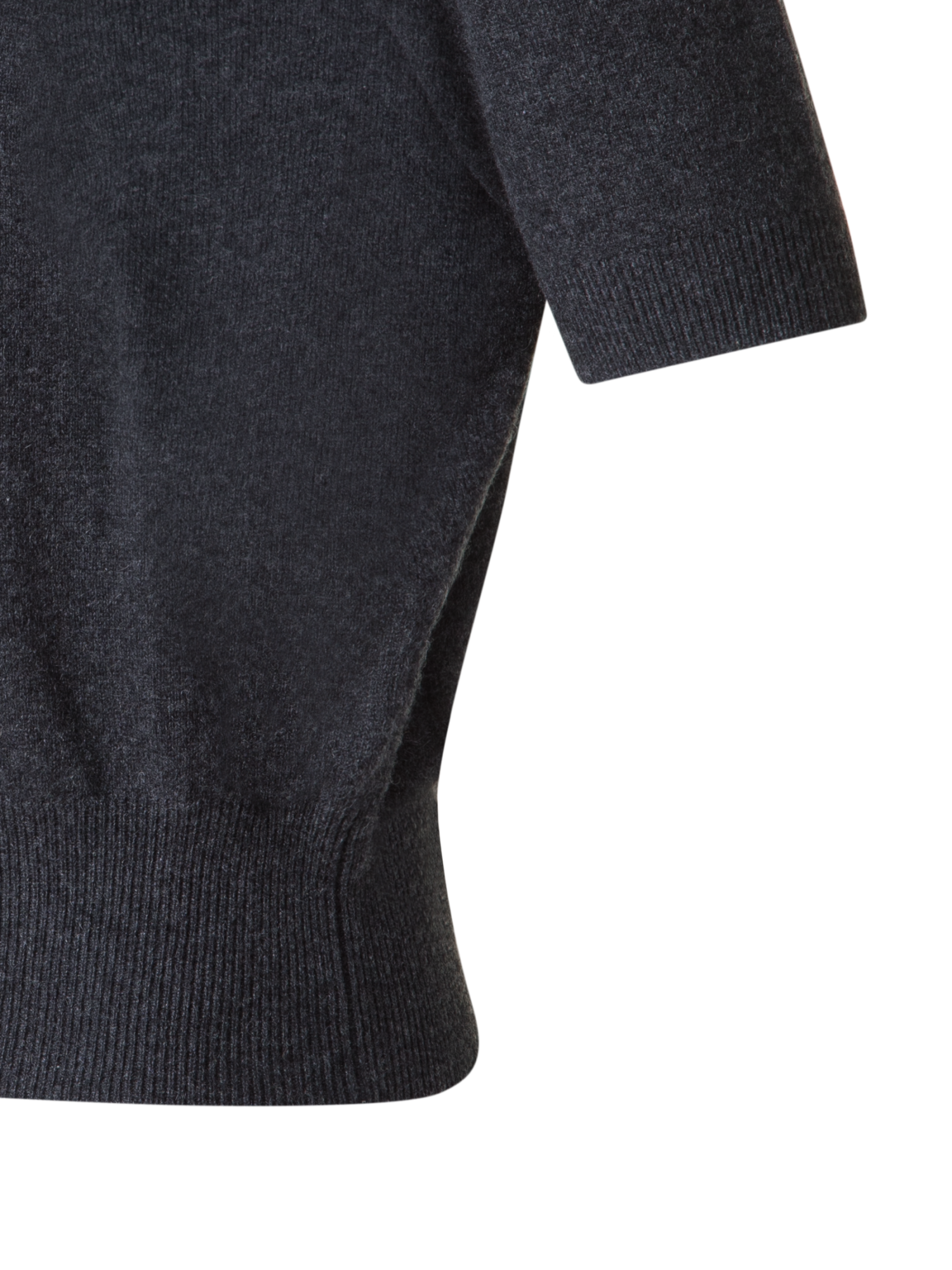 Designer Short Sleeve Cashmere Sweater with Knot Detail - grey