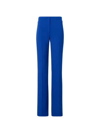 Designer Carl Straight Pants in Structured Cotton Silk - blue