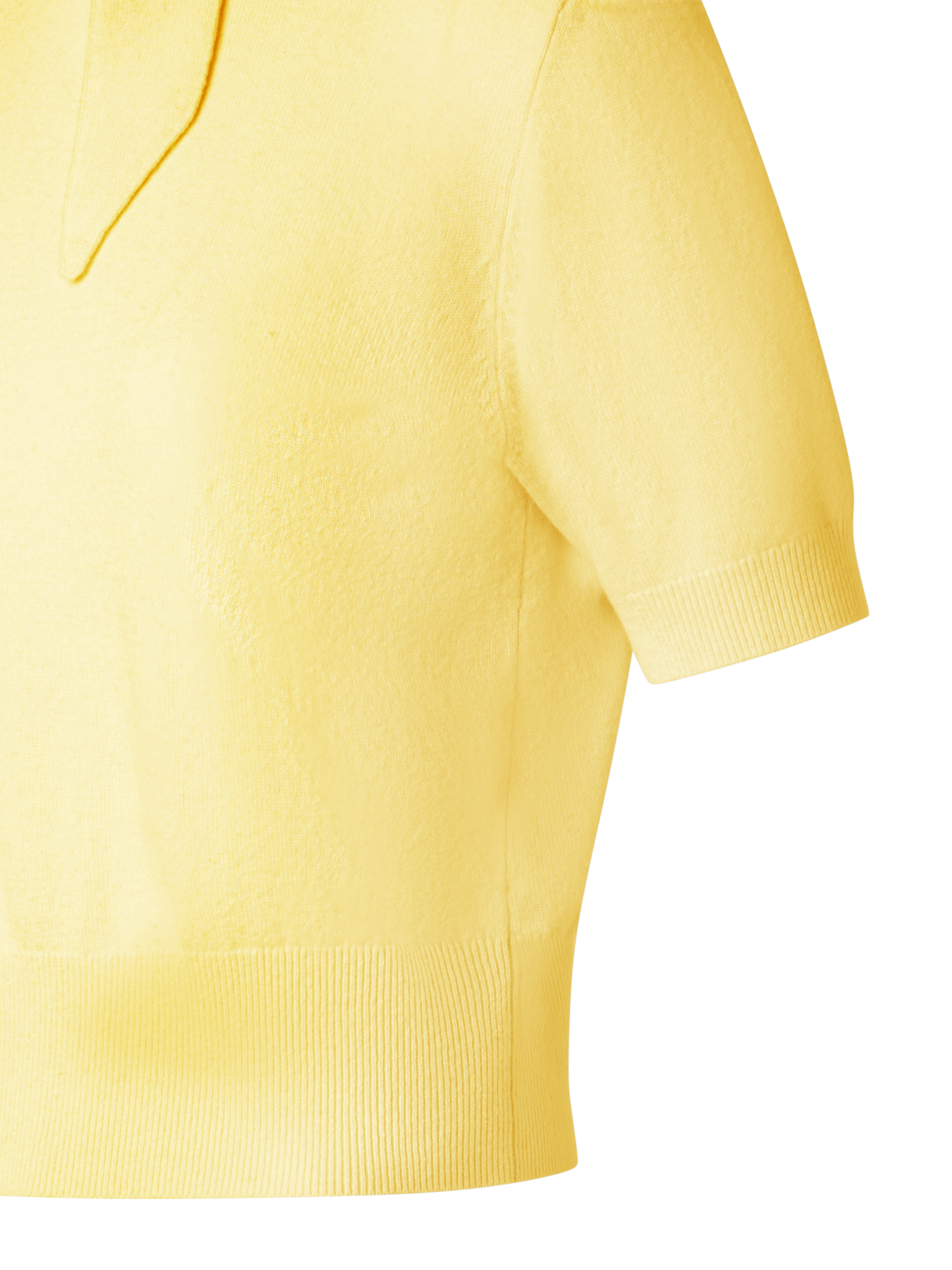 Designer Short Sleeve Cashmere Sweater with Knot Detail - yellow