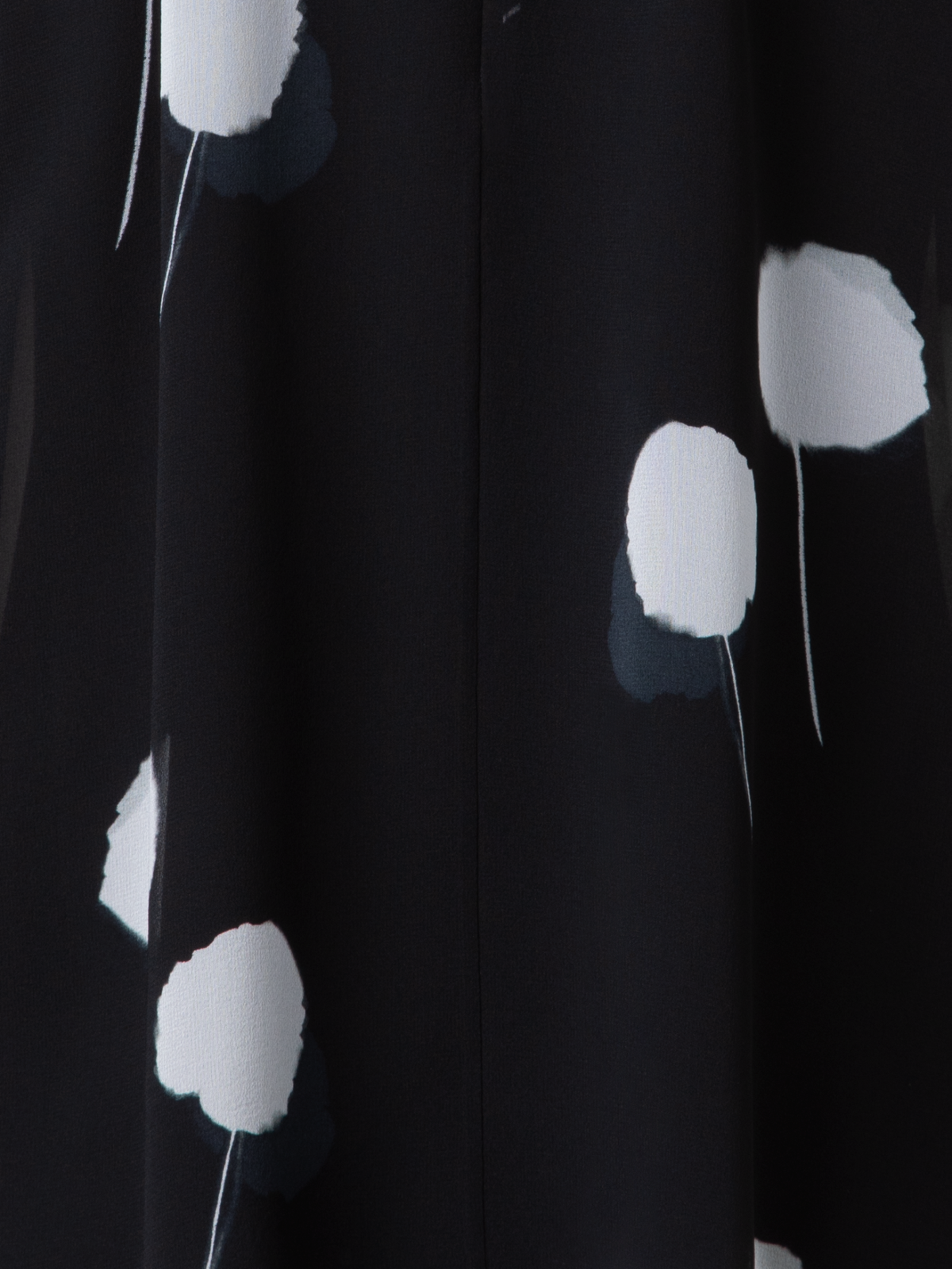 Designer Bow Tie Blouse in Silk with Dandelion Print  - black - multicolor