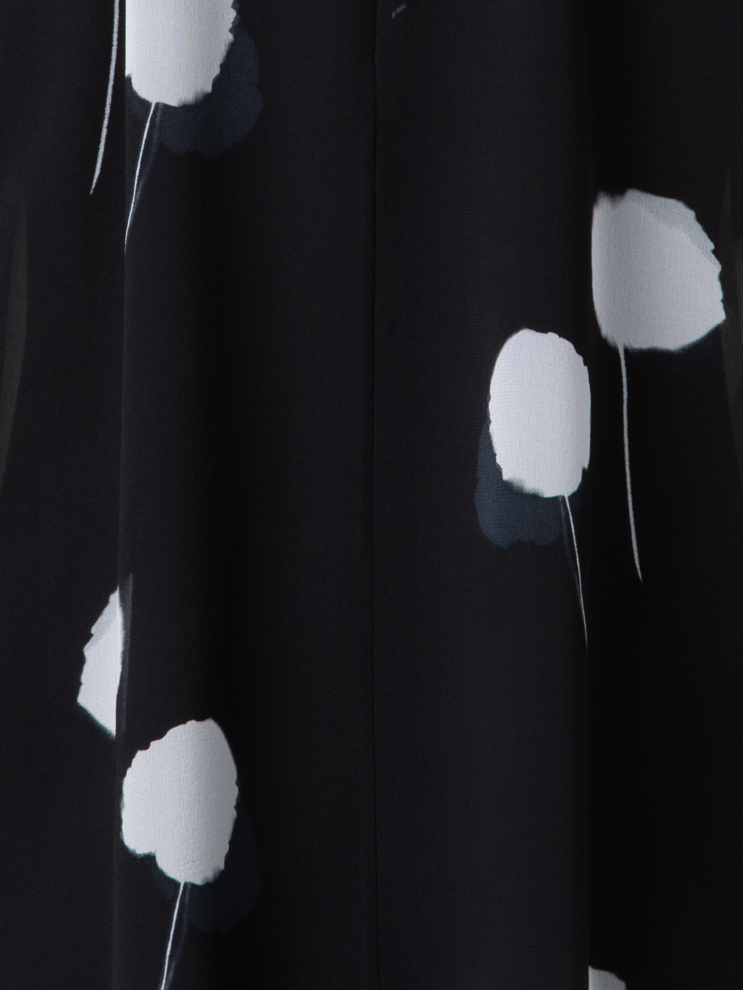 Designer Bow Tie Blouse in Silk with Dandelion Print  - black - multicolor