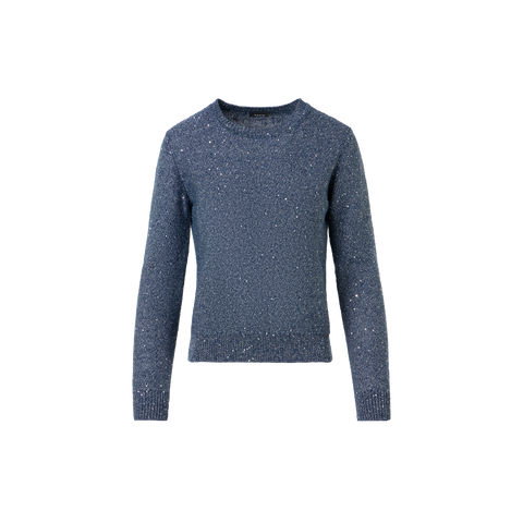 Knit Sweater in Linen Cotton with Micro Sequins