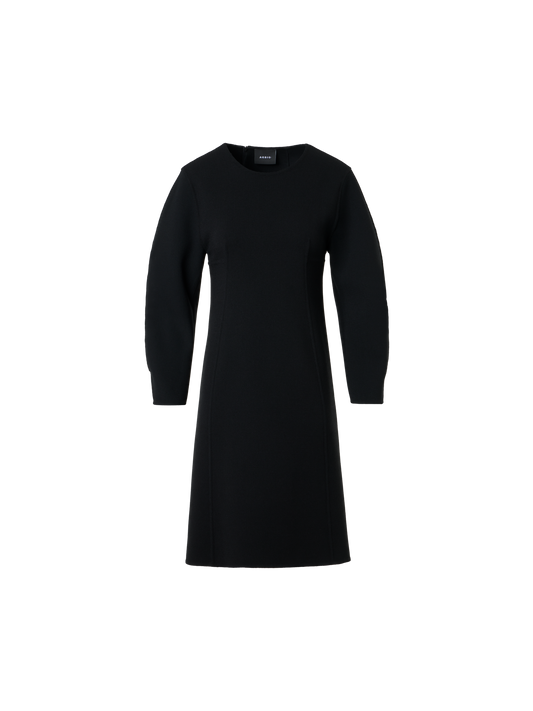 Designer Short Wool Crêpe Double-Face Sheath Dress - black