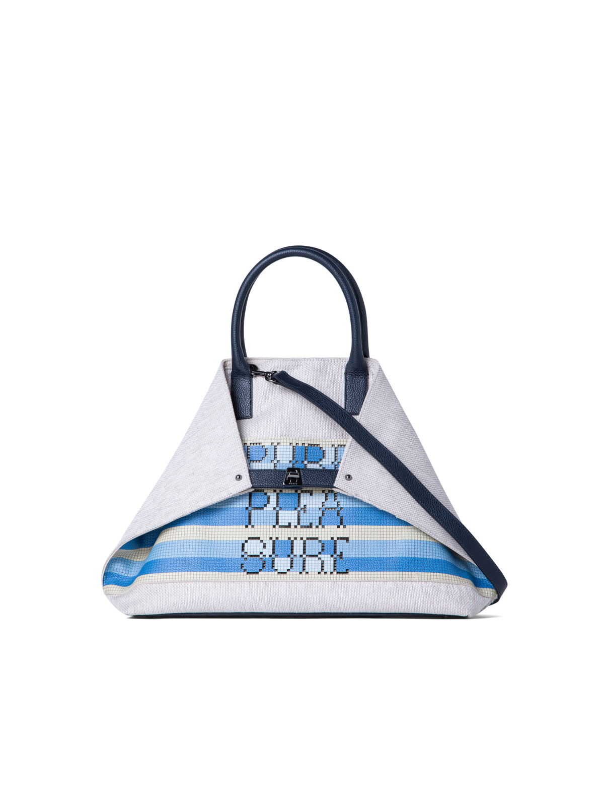 Designer Ai Medium Top Handle Tote - grey - multicolor - blue