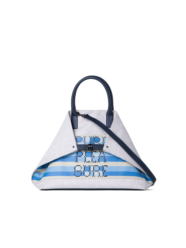 Designer Ai Medium Top Handle Tote - grey - multicolor - blue