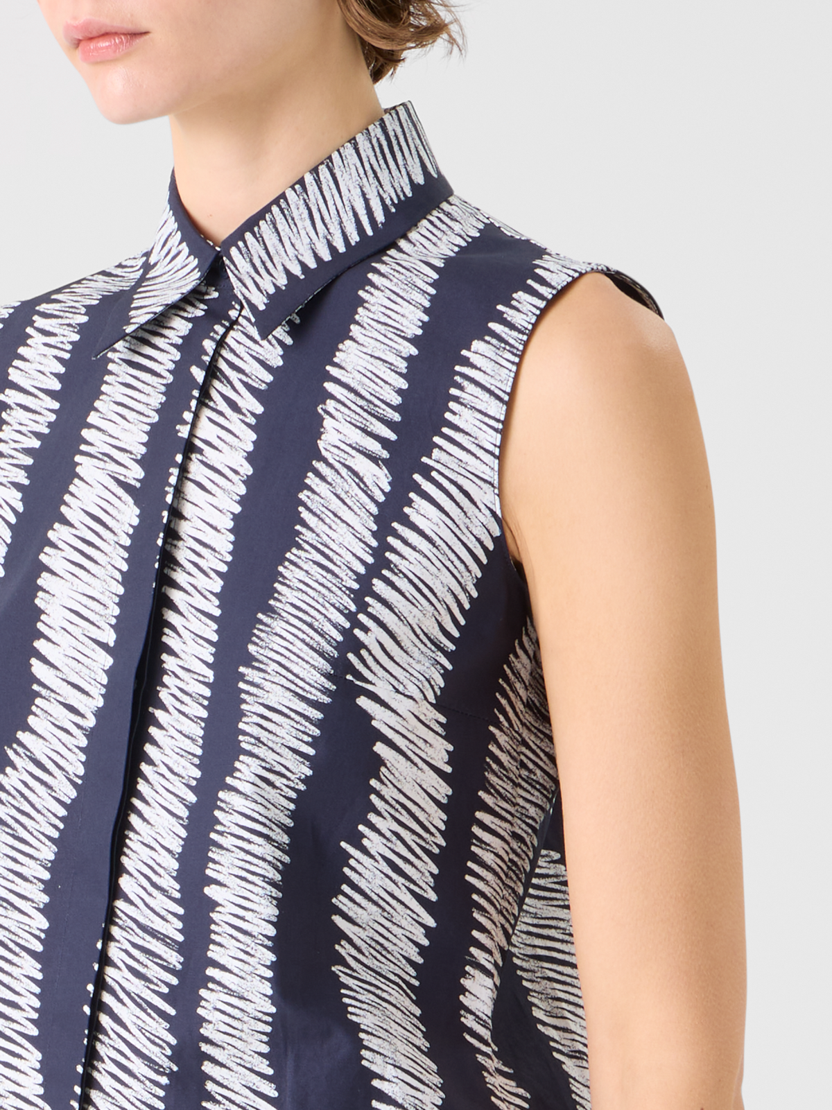 Designer Scribble Wave Print Cotton Blouse - multicolor #editorial