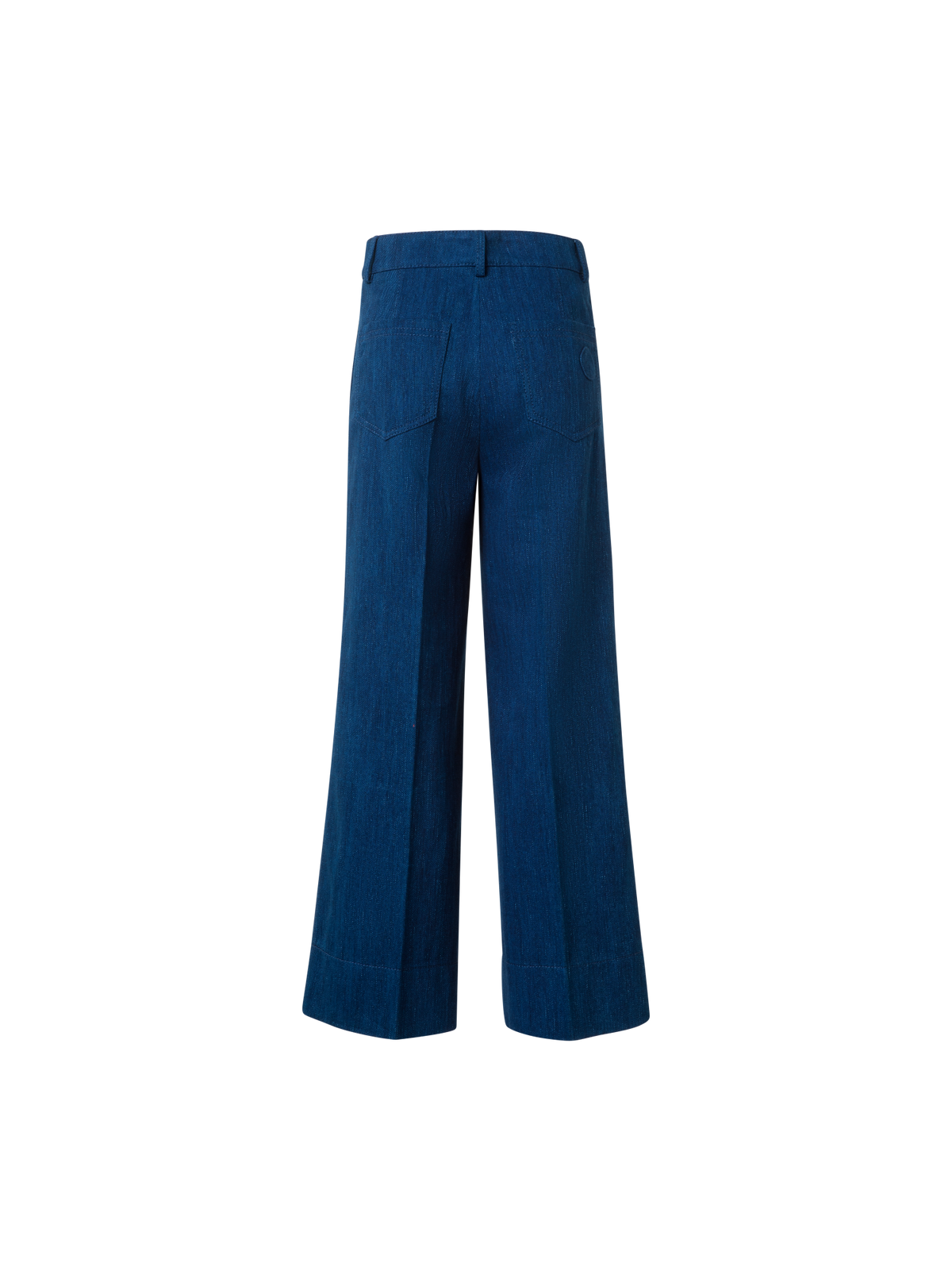 Designer Cropped Wide Cotton Denim Pants - blue