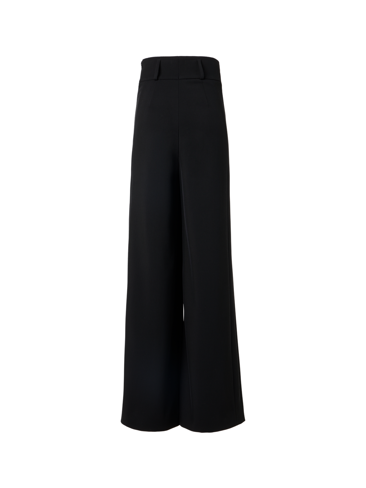 Designer High Waist Pleated Pants in Wool Tricotine - black