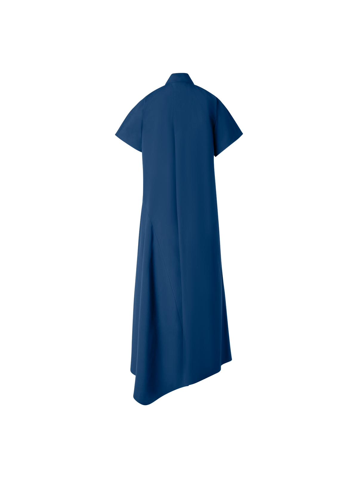 Designer Midi Shirt Dress with Asymetrical Hem - navy - blue