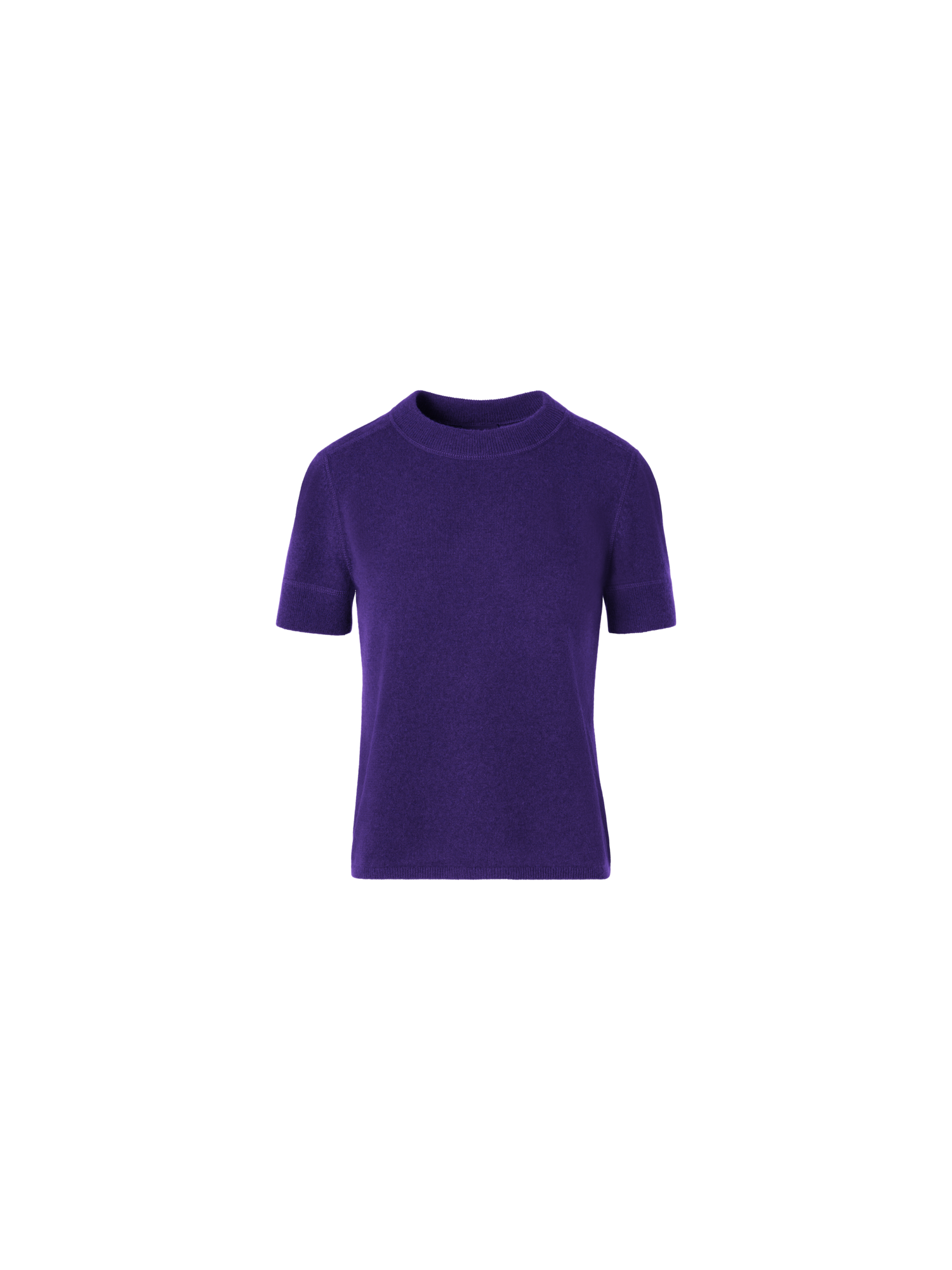 Designer Short-Sleeve Cashmere Knit Sweater - purple