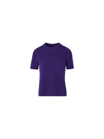 Designer Short-Sleeve Cashmere Knit Sweater - purple