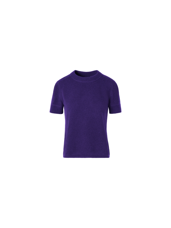 Designer Short-Sleeve Cashmere Knit Sweater - purple