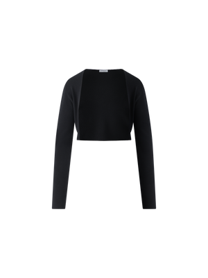 Designer Merino Wool Cropped Bolero Cardigan - black