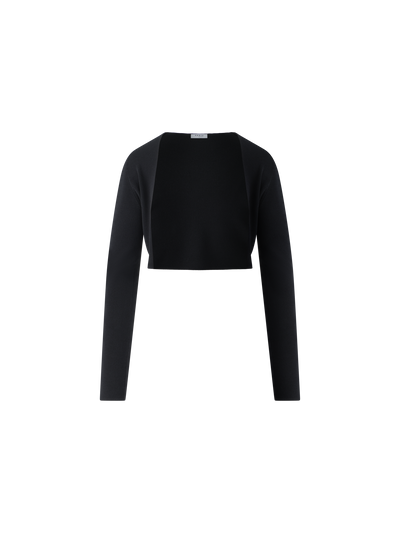 Designer Merino Wool Cropped Bolero Cardigan - black