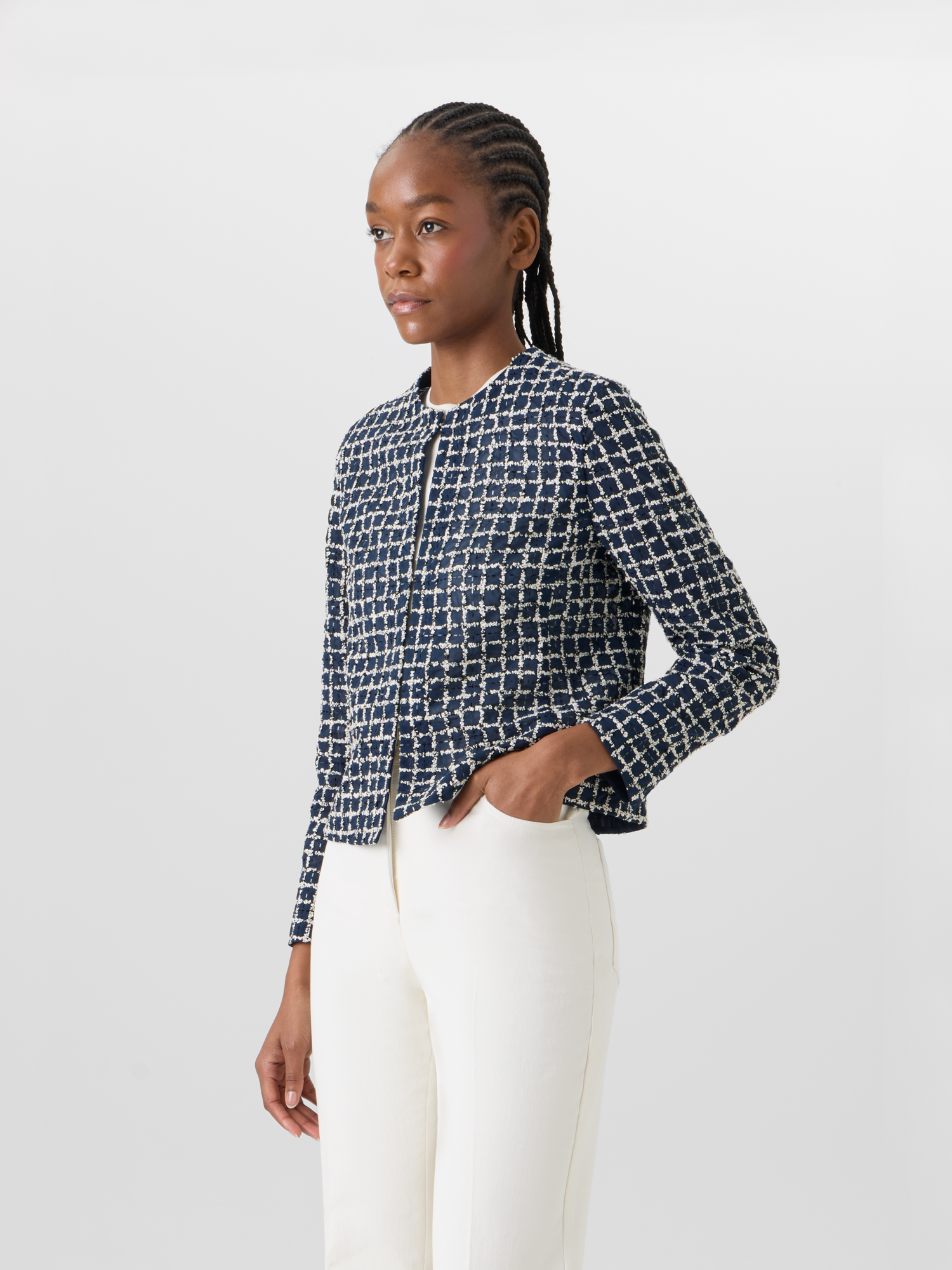 Designer Akio Short Jacket in Cotton Blend - multicolor 