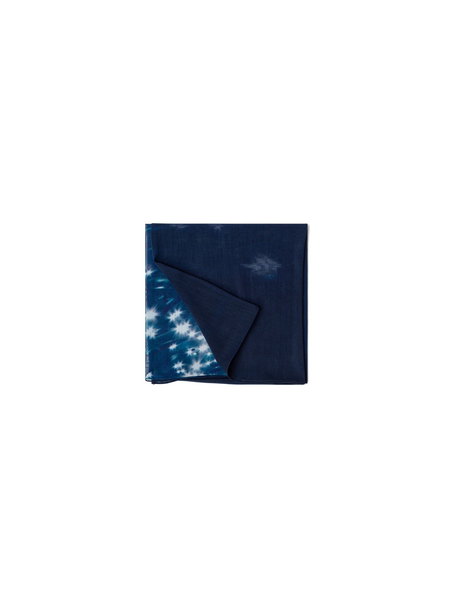 Designer Cotton Silk Reflecting Sun on Water Print Scarf - navy - blue