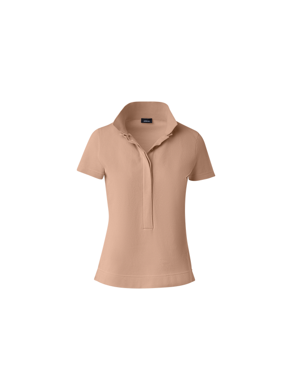 Designer Cotton Knit Polo Shirt - neutral - beige