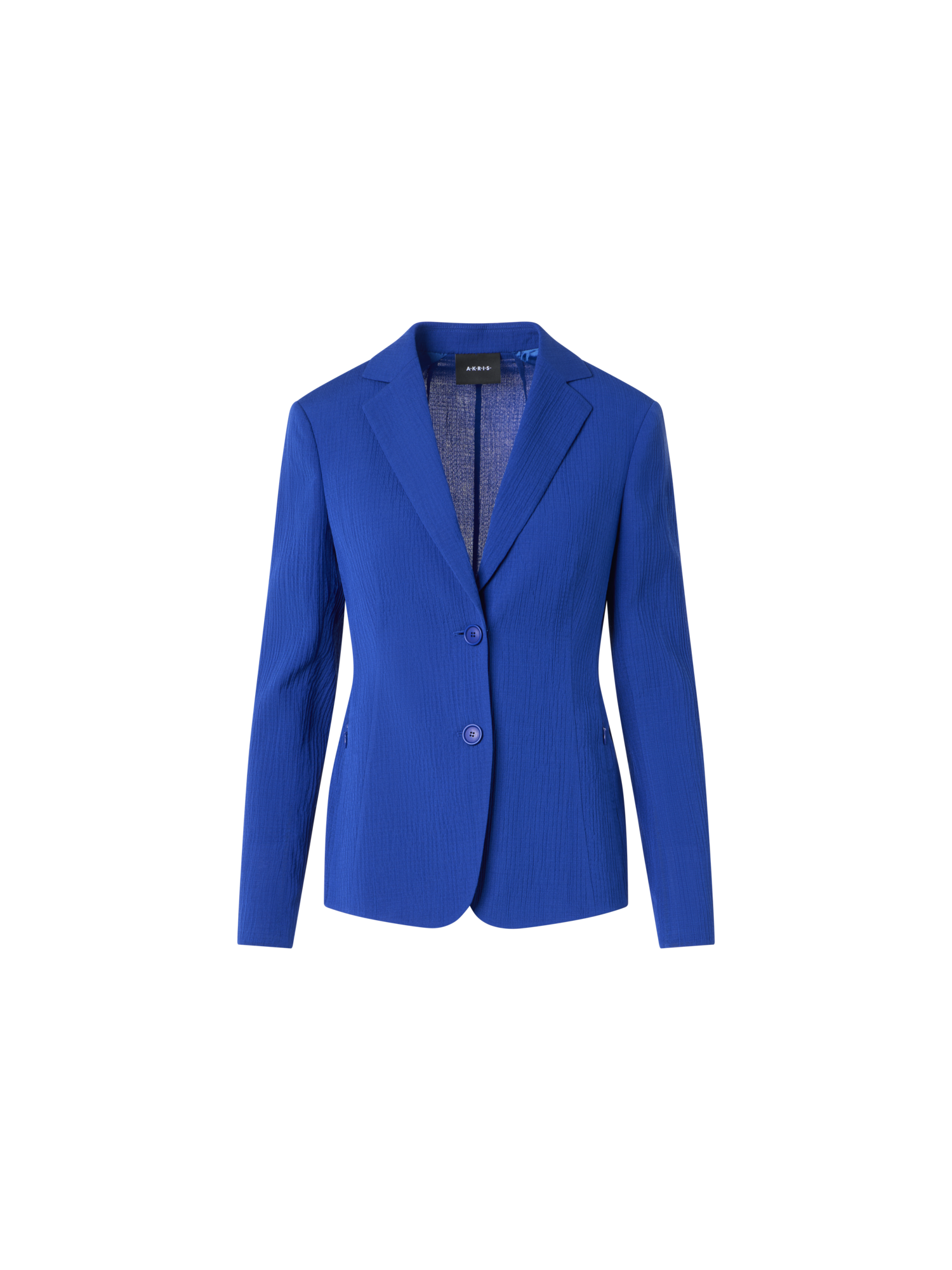 Designer Lavino Tailored Jacket in Structured Cotton Silk - blue