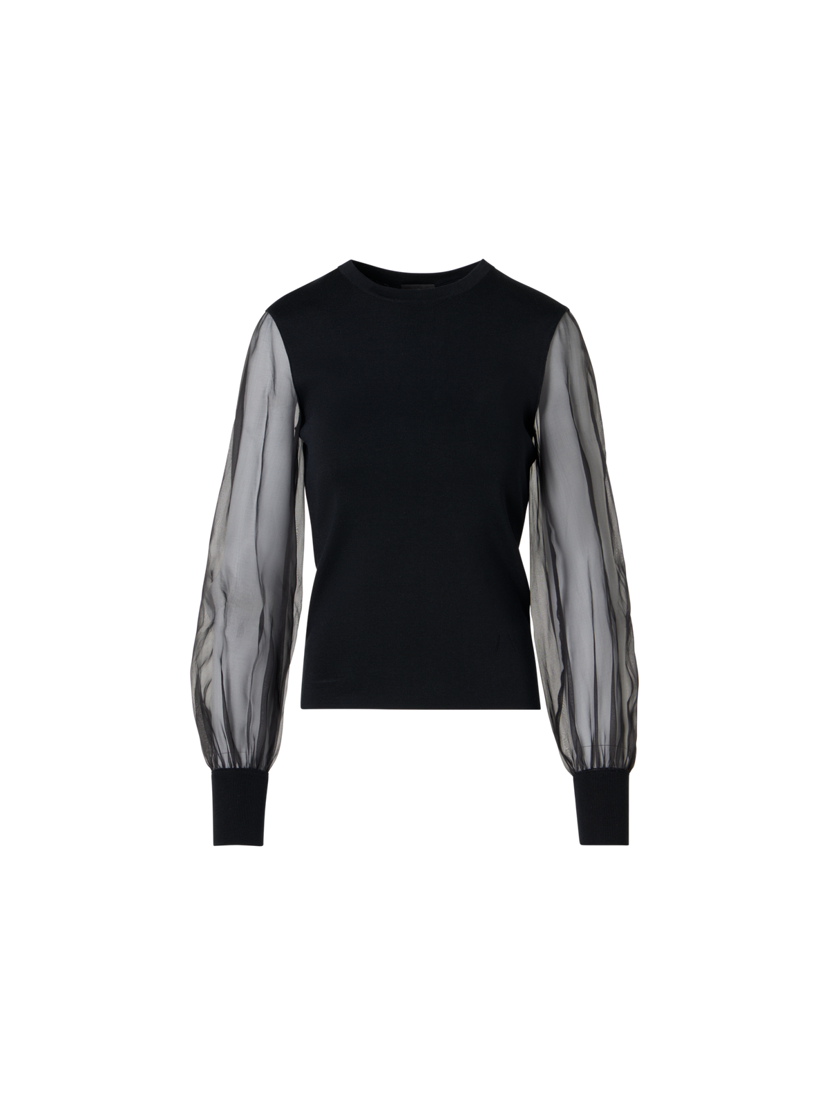 Designer Stretch-Silk Knit Sweater - black